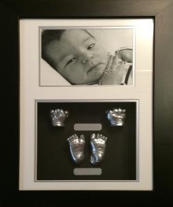 6x8-Photo-Black Frame with White Silver and Black Mat Combo.